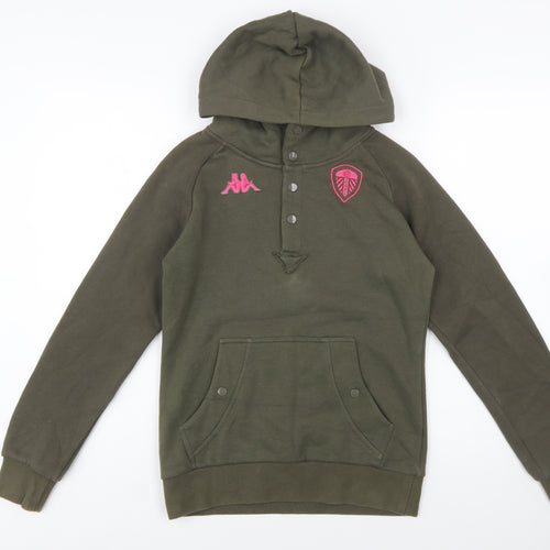 Kappa Women's Green Henley Hoodie UK 8 Cotton Blend Leeds United Style