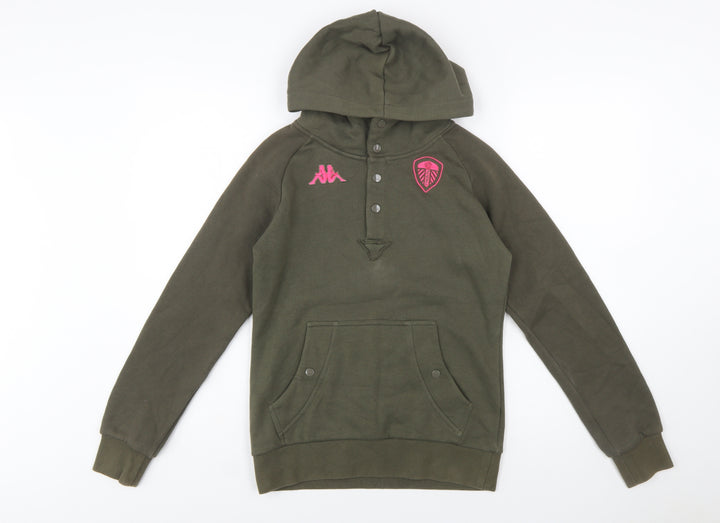 Kappa Women's Green Henley Hoodie UK 8 Cotton Blend Leeds United Style