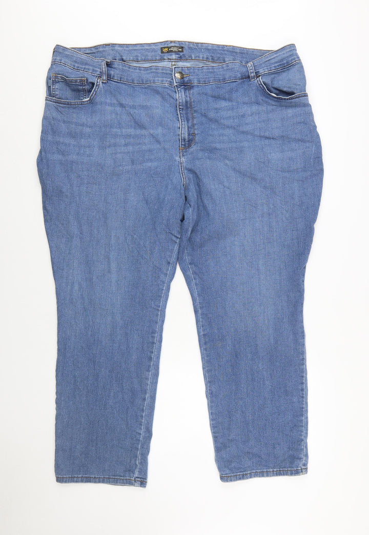 Lee Womens Blue Plus Petite Relaxed Straight Leg Mid Rise Jeans 26W