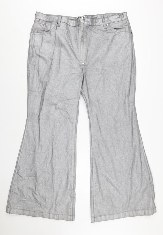 Wrangler Women's Silver Flared Wanderer Jeans Size 16