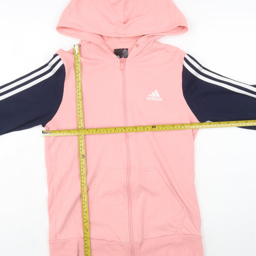 Adidas Womens Pink & Navy Full Zip Hoodie S 8-10 Sportswear