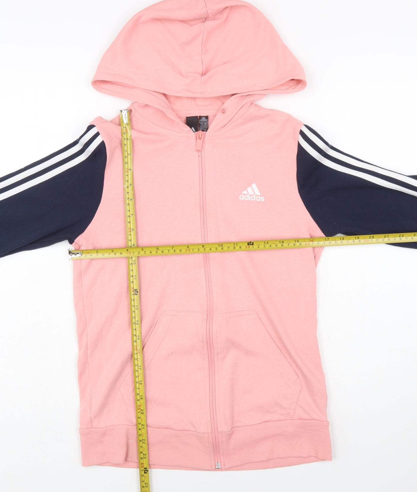 Adidas Womens Pink & Navy Full Zip Hoodie S 8-10 Sportswear