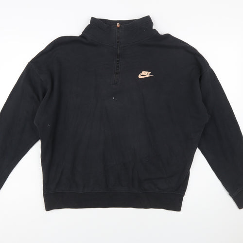 Nike Women Black Oversized Half Zip Sweatshirt Small