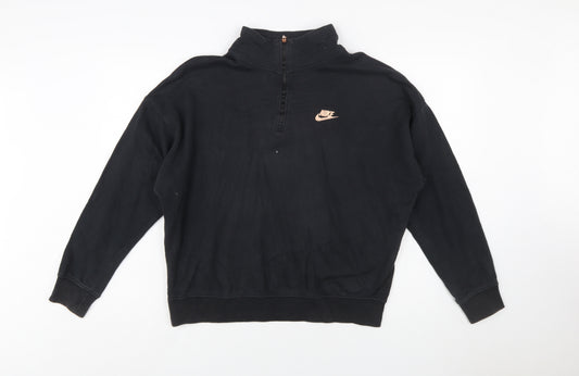 Nike Women Black Oversized Half Zip Sweatshirt Small