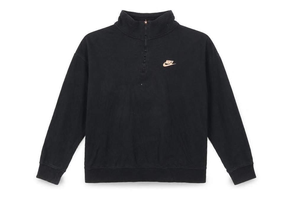 Front view of Nike Women Black Oversized Half Zip Sweatshirt Small