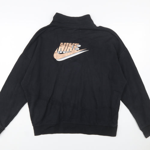 Nike Women Black Oversized Half Zip Sweatshirt Small