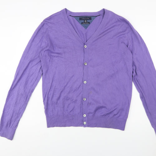 Tommy Hilfiger Men’s Purple Cotton V-Neck Cardigan Size L