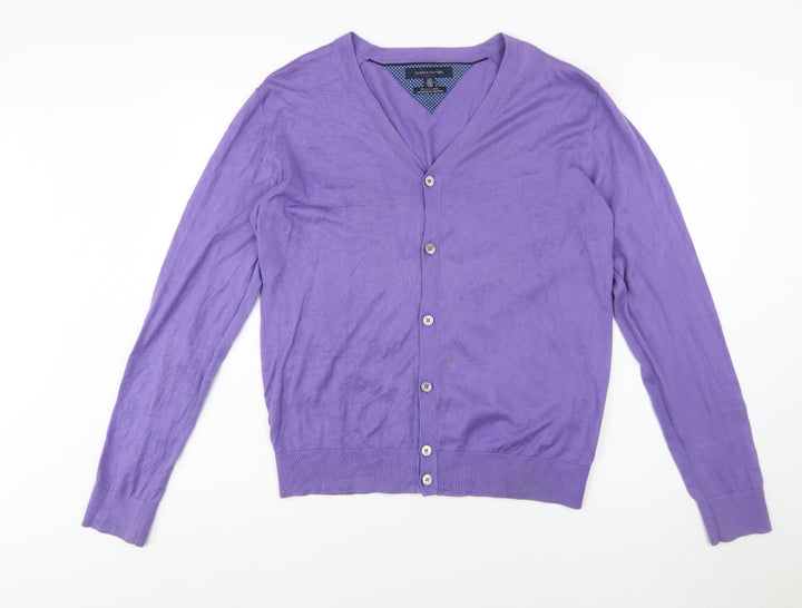 Tommy Hilfiger Men’s Purple Cotton V-Neck Cardigan Size L
