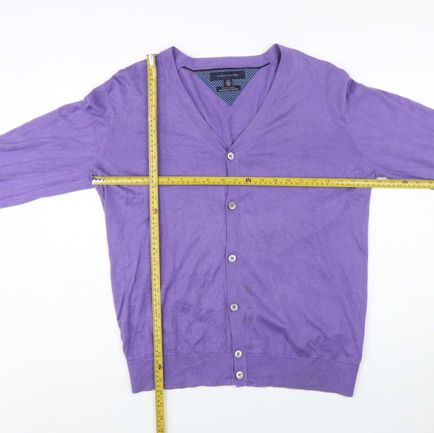 Tommy Hilfiger Men’s Purple Cotton V-Neck Cardigan Size L