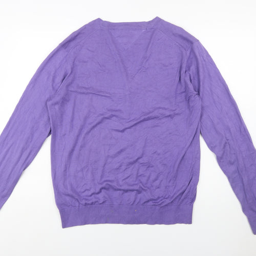 Tommy Hilfiger Men’s Purple Cotton V-Neck Cardigan Size L