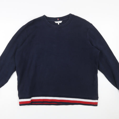 Tommy Hilfiger Womens Navy Blue Sweatshirt L Cotton Blend Crew Neck