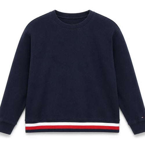 Tommy Hilfiger Womens Navy Blue Sweatshirt L Cotton Blend Crew Neck
