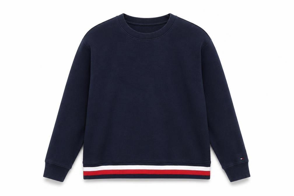 Tommy Hilfiger Womens Navy Blue Sweatshirt L Cotton Blend Crew Neck