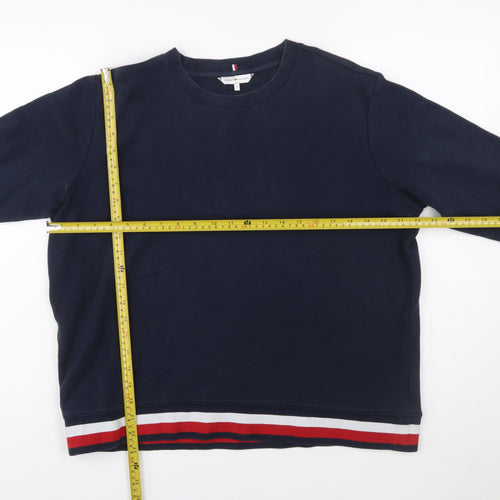 Tommy Hilfiger Womens Navy Blue Sweatshirt L Cotton Blend Crew Neck