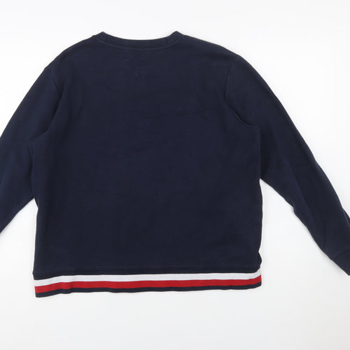 Tommy Hilfiger Womens Navy Blue Sweatshirt L Cotton Blend Crew Neck