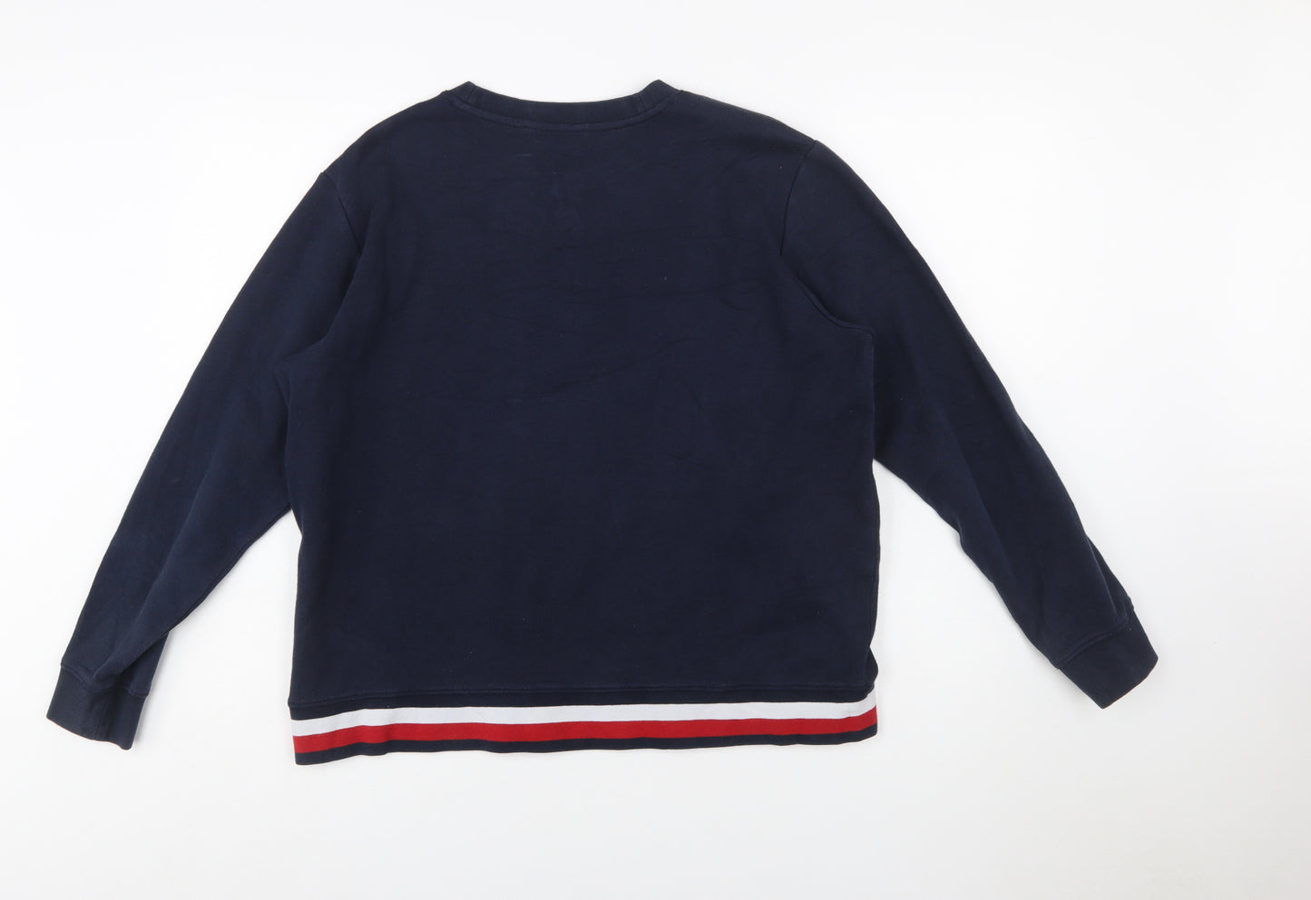 Tommy Hilfiger Womens Navy Blue Sweatshirt L Cotton Blend Crew Neck
