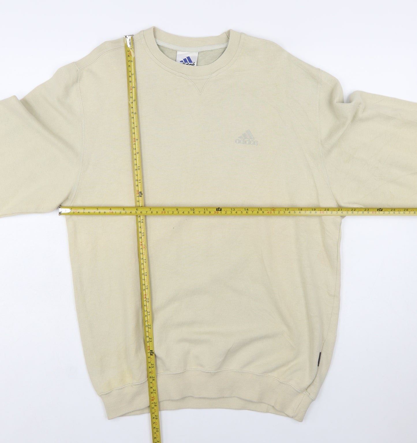 Adidas Men's Beige Pullover Sweatshirt Size S Crew Neck Logo