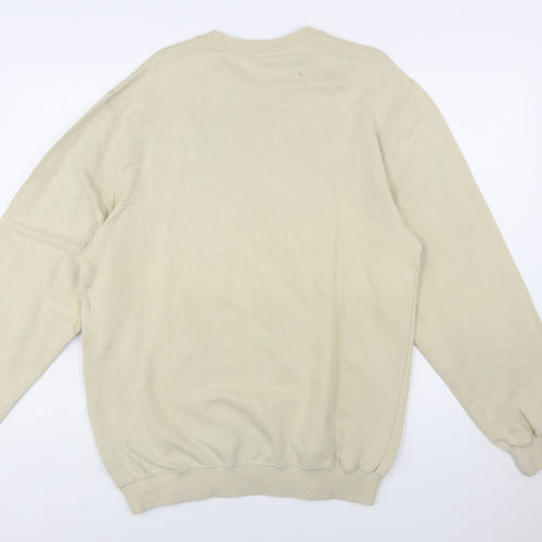 Adidas Men's Beige Pullover Sweatshirt Size S Crew Neck Logo