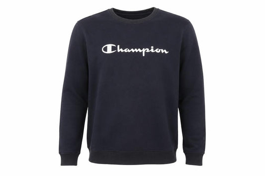 Front view of Champion Men's Black Small Crew Neck Pullover Sweatshirt
