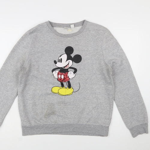 Disney Womens Grey Mickey Mouse Sequin Sweatshirt Size M