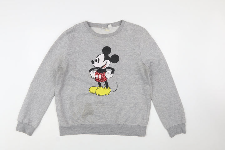 Disney Womens Grey Mickey Mouse Sequin Sweatshirt Size M