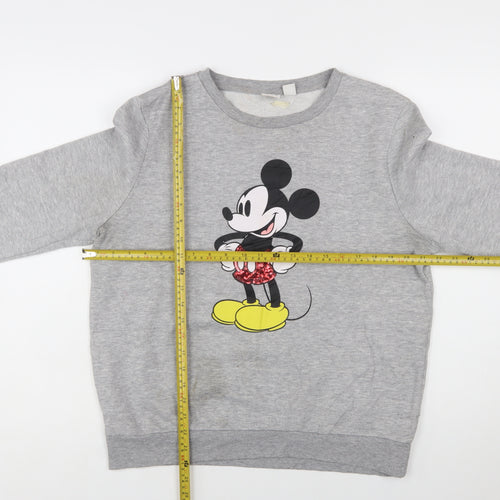 Disney Womens Grey Mickey Mouse Sequin Sweatshirt Size M