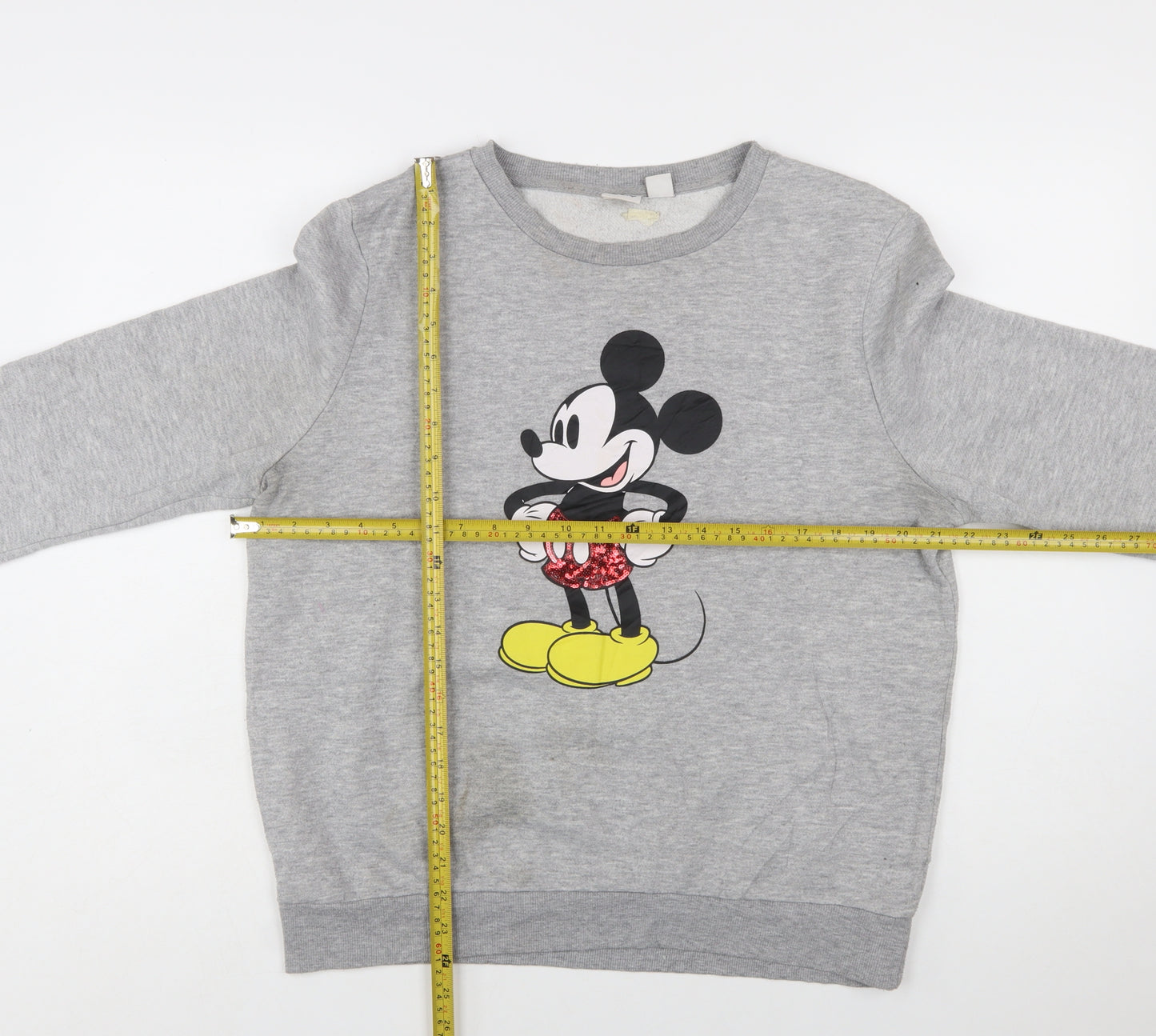 Disney Womens Grey Mickey Mouse Sequin Sweatshirt Size M