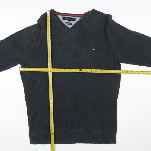 Tommy Hilfiger Men's Black V-Neck Cotton Jumper Size S