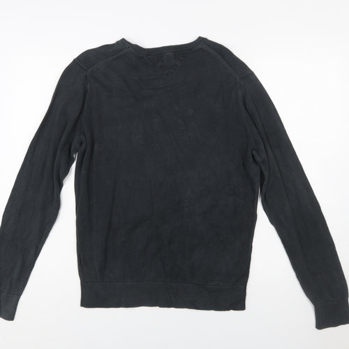 Tommy Hilfiger Men's Black V-Neck Cotton Jumper Size S