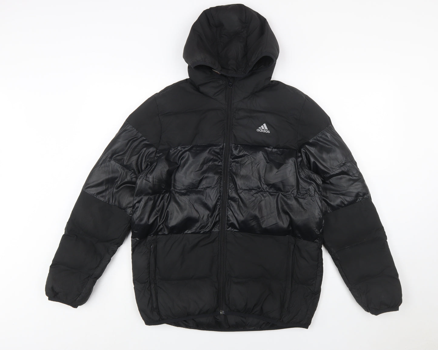 Adidas Boys Black 13-14 Years Hooded Puffer Jacket Winter Coat