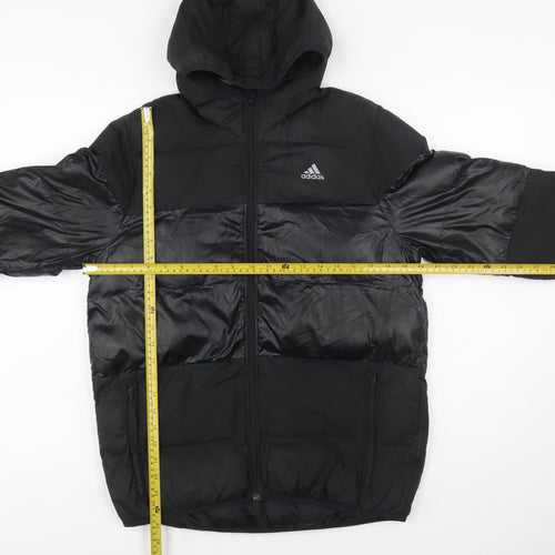 Adidas Boys Black 13-14 Years Hooded Puffer Jacket Winter Coat
