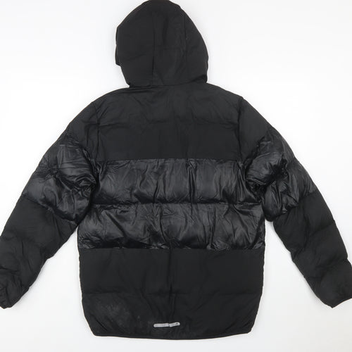 Adidas Boys Black 13-14 Years Hooded Puffer Jacket Winter Coat