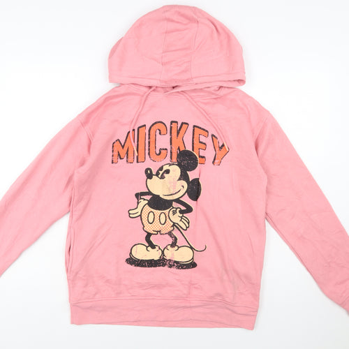 Disney Womens Pink Mickey Mouse Pullover Hoodie 2XS