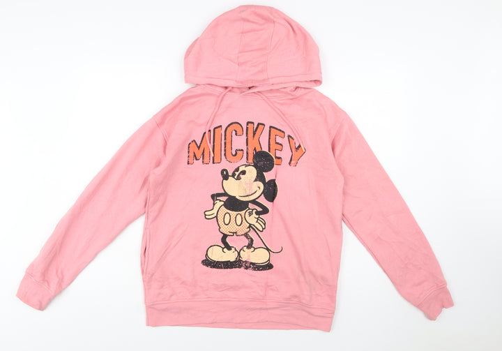 Disney Womens Pink Mickey Mouse Pullover Hoodie 2XS