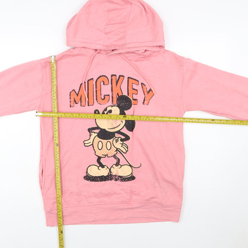 Disney Womens Pink Mickey Mouse Pullover Hoodie 2XS