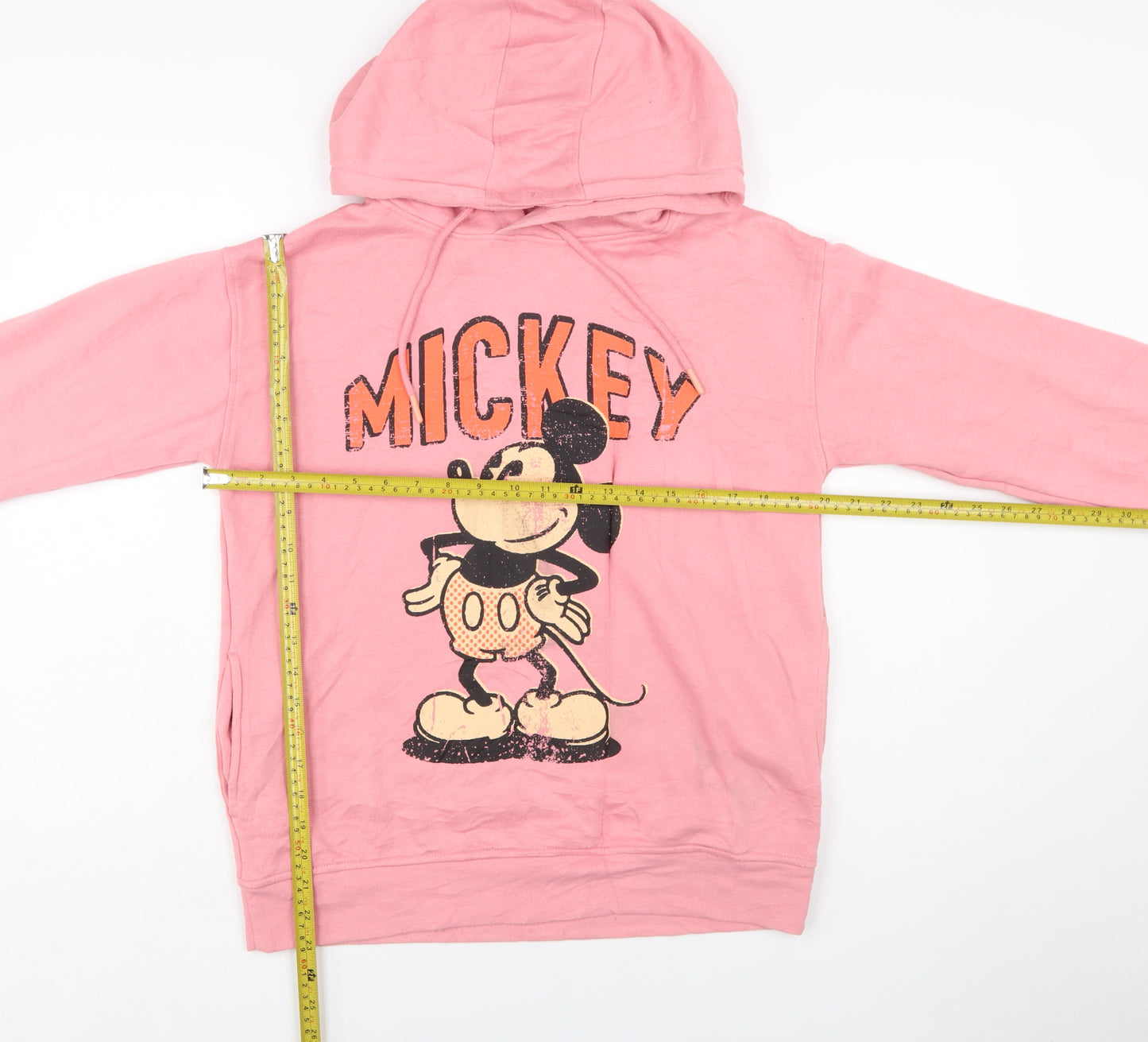 Disney Womens Pink Mickey Mouse Pullover Hoodie 2XS
