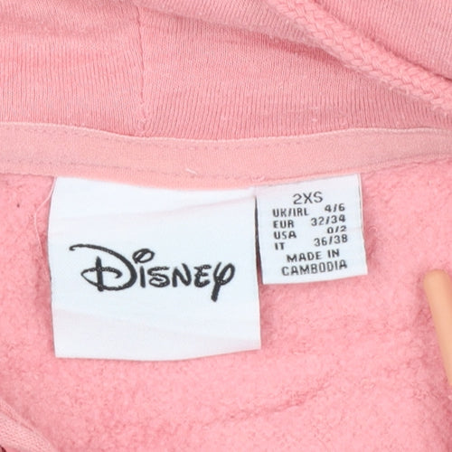 Disney Womens Pink Mickey Mouse Pullover Hoodie 2XS