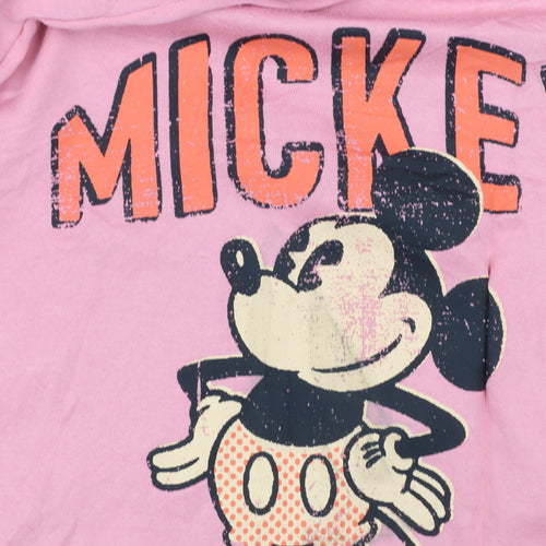 Disney Womens Pink Mickey Mouse Pullover Hoodie 2XS