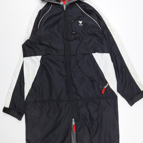 TYR Men's Black S Swimming Parka Coat Hooded Lined Water Resistant