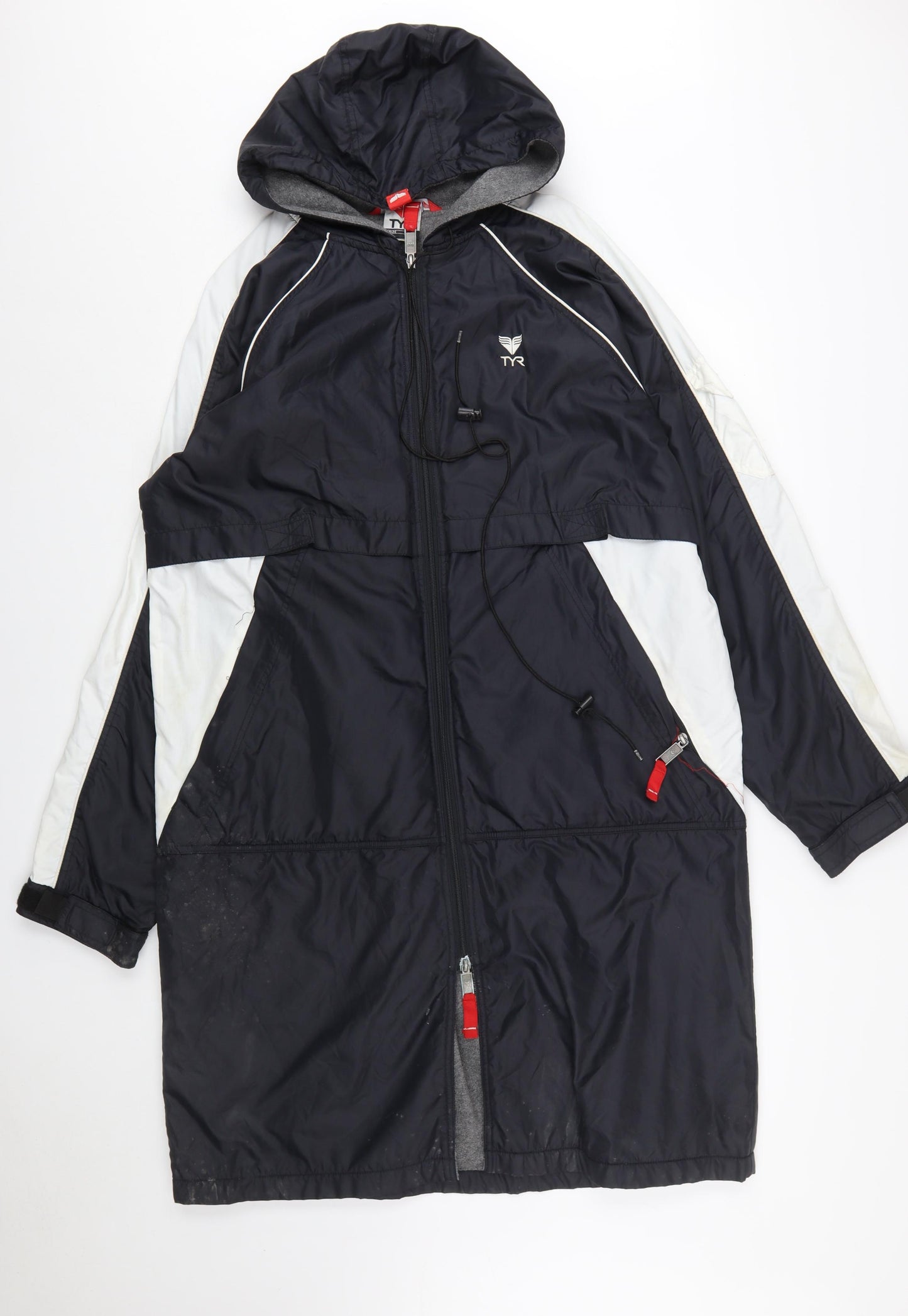 TYR Men's Black S Swimming Parka Coat Hooded Lined Water Resistant
