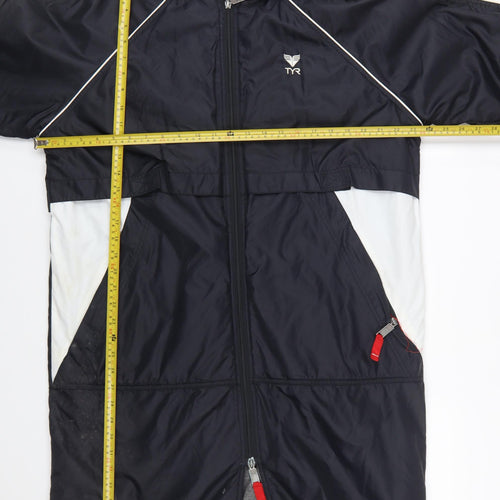 TYR Men's Black S Swimming Parka Coat Hooded Lined Water Resistant