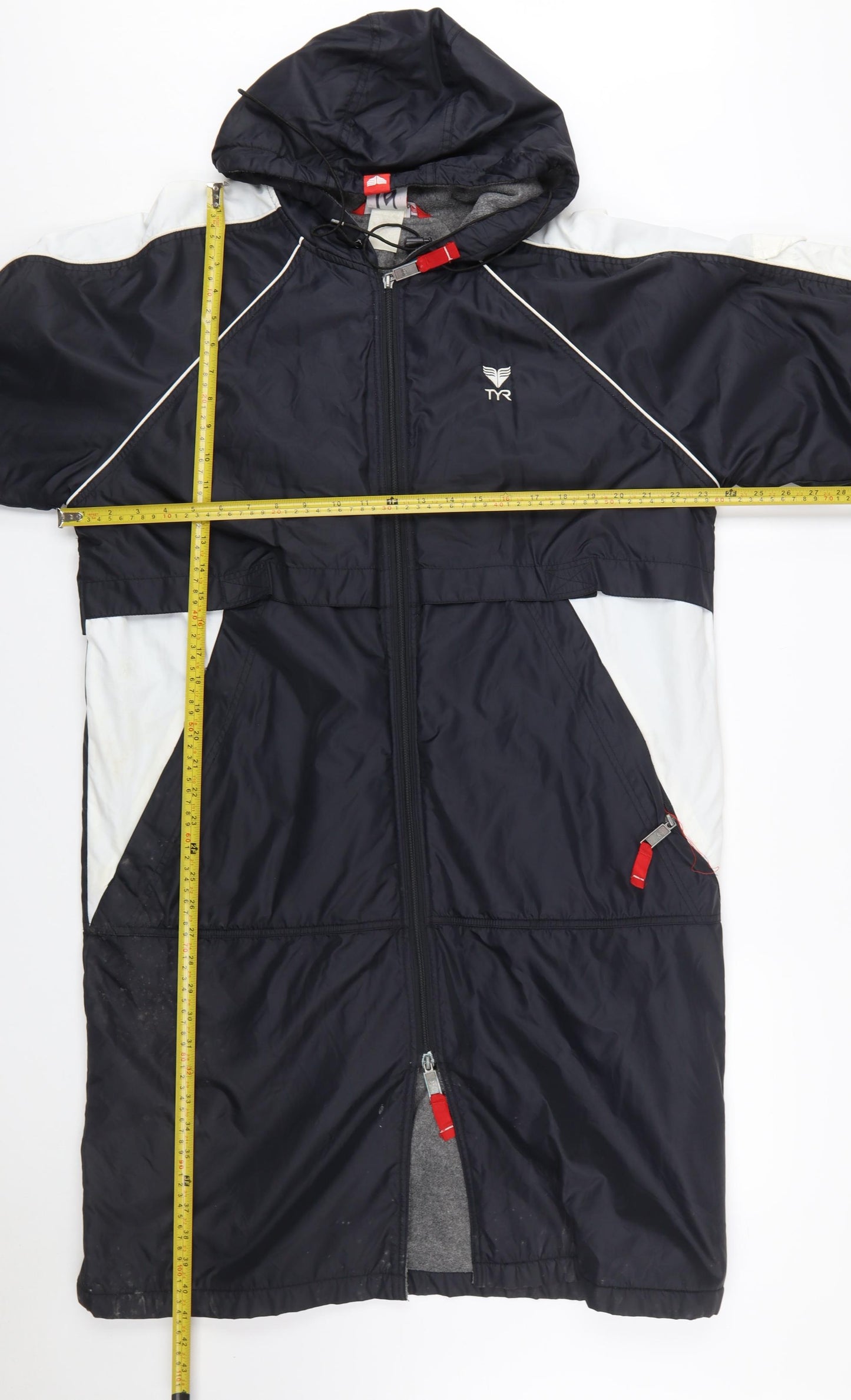 TYR Men's Black S Swimming Parka Coat Hooded Lined Water Resistant