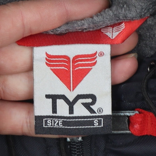 TYR Men's Black S Swimming Parka Coat Hooded Lined Water Resistant