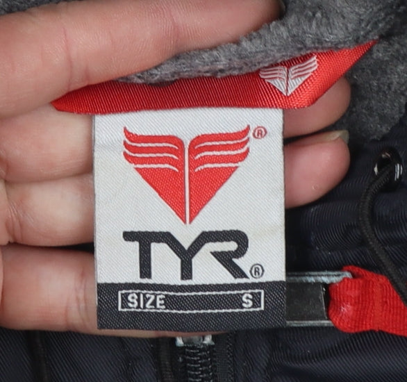 TYR Men's Black S Swimming Parka Coat Hooded Lined Water Resistant