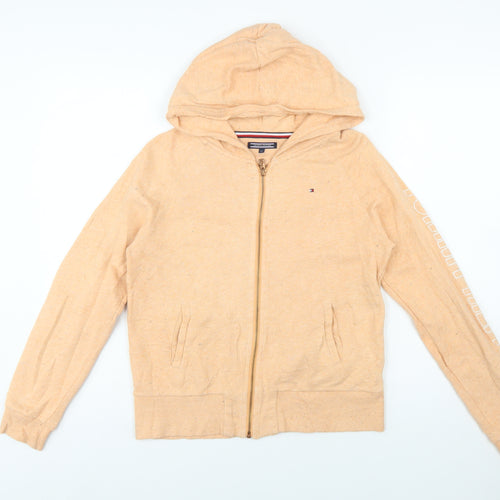 Tommy Hilfiger Boys Beige Full Zip Hoodie 164 Cotton Blend Casual Sweatshirt