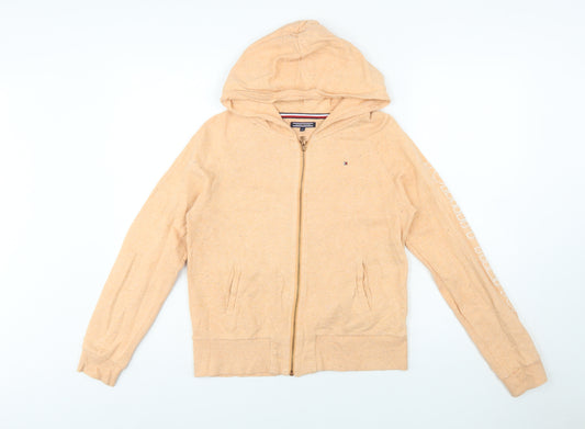 Tommy Hilfiger Boys Beige Full Zip Hoodie 164 Cotton Blend Casual Sweatshirt