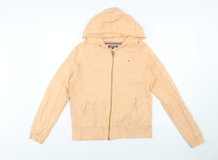 Tommy Hilfiger Boys Beige Full Zip Hoodie 164 Cotton Blend Casual Sweatshirt