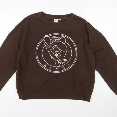 Disney Women Brown Bambi Pullover Sweatshirt Size 10/12