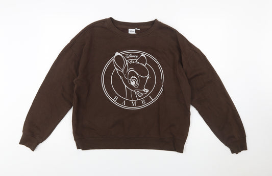Disney Women Brown Bambi Pullover Sweatshirt Size 10/12