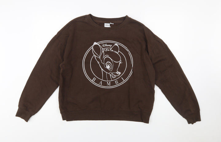 Disney Women Brown Bambi Pullover Sweatshirt Size 10/12